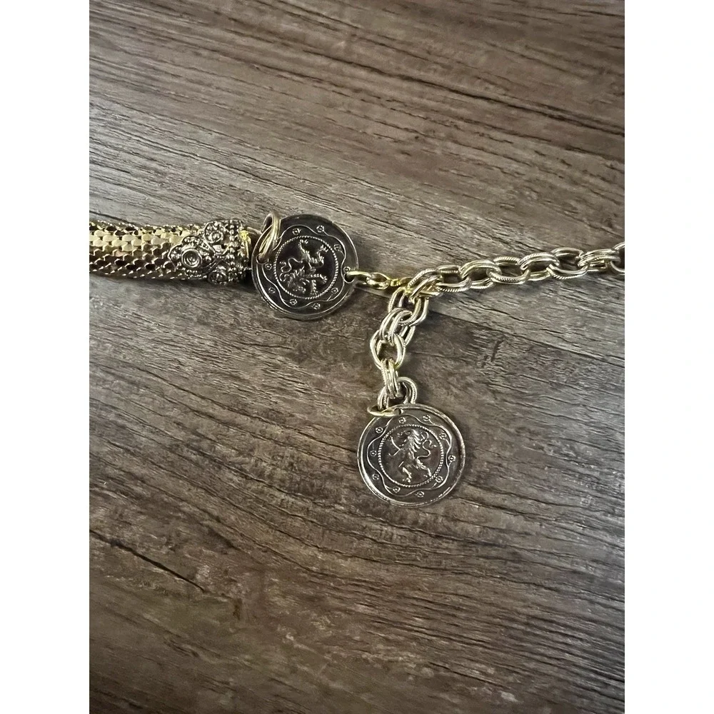 Whiting & Davis Dragonscale Snake Mesh Long Necklace Belt Vintage French Coins